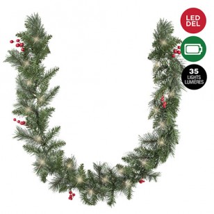 PINE GARLAND W LED LIGHTS, 71" Long