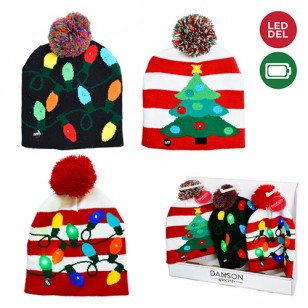 White and red hat with Lighted Green Tree, Battery Operated