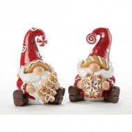 SET OF TWO GNOMES EATING CHRISTMAS COOKIES, 7.1" Tall, Resin