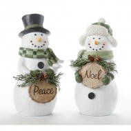 SET OF TWO, STANDING SNOWMEN, 7.7" Tall