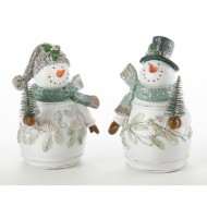 SET OF TWO SNOWMEN, PEACE and NOEL, 8.5" TALL