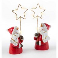 SNOWMEN WITH LED LIGHTED STAR, 6.7" TALL