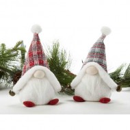 SET OF TWO, LED LIT SITTING GNOMES, 10" TALL