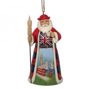 Jim Shore HWC, Hanging Ornament, British Santa, 4.5" Tall