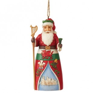 Jim Shore HWC, Hanging Ornament, Welsh Santa, 4.5" Tall