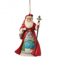 Jim Shore HWC, Hanging Ornament, Canadian Santa, 4.6" Tall