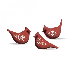 Cardinal Figurine, Set of 3, 11 x 6 x 9cm
