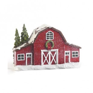 Barn, Christmas Facade, 6" Tall