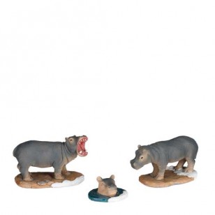 Hippopotamus Family, Set of 3 - h6cm
