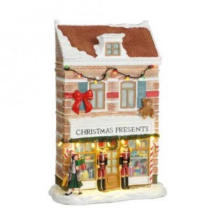 Christmas Presents Shop, Facade, Battery Operated, Adapter Ready, h26,5cm Christmas Presents Shop, Facade, Battery Operated, Adapter Ready, h26,5cm