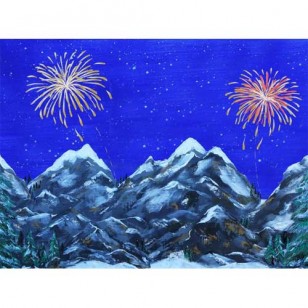 BACKGROUND LIGHTED CANVAS FIREWORK EFFECT 76X56 CM