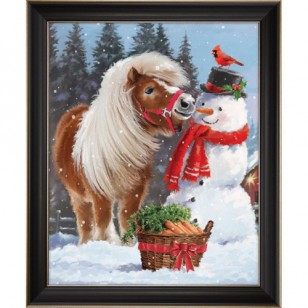 Pony and Snowman 16 x 20"