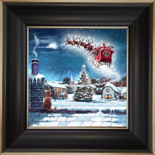 Santa And Cat, 6 x 6" Santa And Cat, 6 x 6"