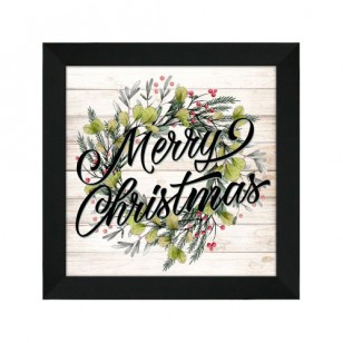 Merry Christmas Wreath Wood 18 x 18