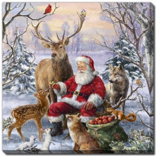 Santa Animals, 18 x 18"