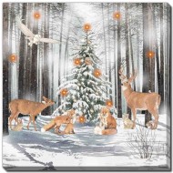 Woodland Christmas 16 x 16", LED Lighted