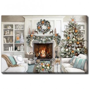 Christmas Interior, 24 x 36", LED Lighted