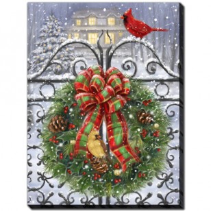 Wreath on Gate, 12 x 16", LED Lighted Wreath on Gate, 12 x 16", LED Lighted