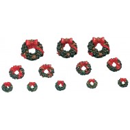 Wreaths with Red Bows, Set of 12