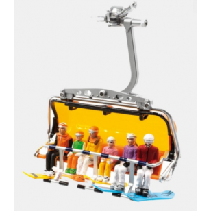 JAEGERNDORFER SKI FIGURINES WITH SNOWBOARDS, SET OF 6, PLASTIC, G SCALE, (Figurines only No Chair lift)