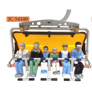 Jagerndorfer Ski Figurines, Set of 6, Plastic, G Scale, (Figurines only, no Chair lift)