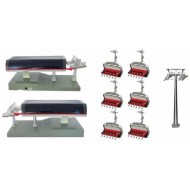 Uni G Station Set, HO Scale, 6 Orange Six Seater Chairs with 16cm Tower,  Requires Adapter JC-52080US for Power